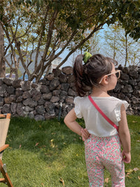 Load image into Gallery viewer, 2 Pieces Set Baby Kid Girls Solid Color T-Shirts And Print Flower Pants Wholesale 220608257
