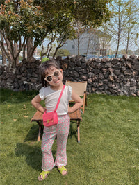 Load image into Gallery viewer, 2 Pieces Set Baby Kid Girls Solid Color T-Shirts And Print Flower Pants Wholesale 220608257
