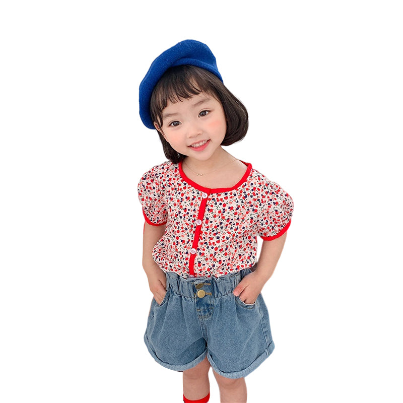 Baby Kid Girls Flower Print Tops Wholesale 22060831