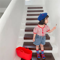 Load image into Gallery viewer, Baby Kid Girls Flower Print Tops Wholesale 22060831
