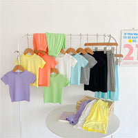 Load image into Gallery viewer, 2 Pieces Set Baby Kid Girls Solid Color T-Shirts And Pants Wholesale 22060833
