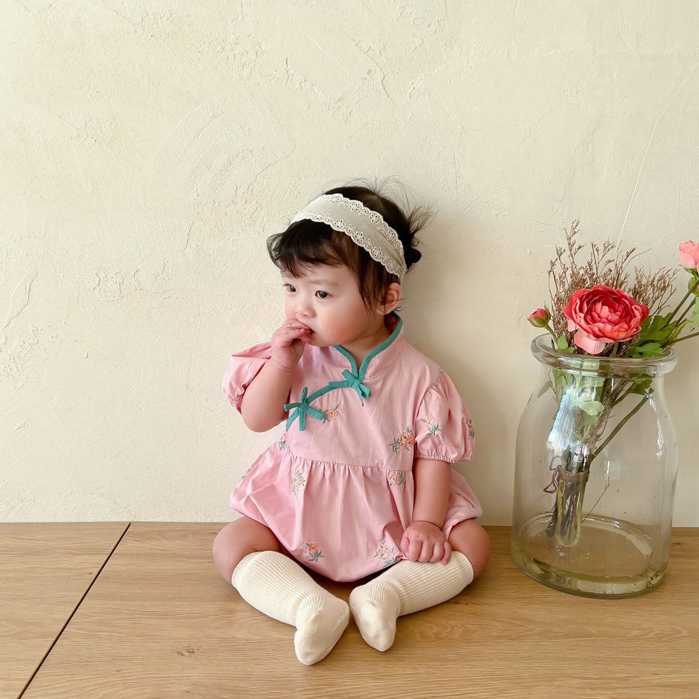 Baby Girls Flower Embroidered Rompers Wholesale 220608395