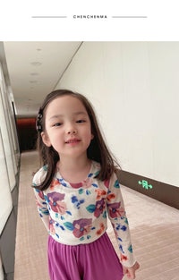 Load image into Gallery viewer, Baby Kid Girls Flower Leopard Print Tops Wholesale 22060844

