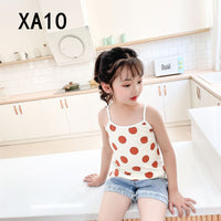 Load image into Gallery viewer, Kid Girls Striped Letters Love heart Polka dots Cartoon Print Tank Tops Wholesale 22060848
