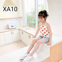 Load image into Gallery viewer, Kid Girls Striped Letters Love heart Polka dots Cartoon Print Tank Tops Wholesale 22060848
