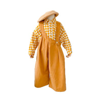 Load image into Gallery viewer, 2 Pieces Set Baby Kid Girls Checked Tops And Solid Color Jumpsuits Wholesale 22060880
