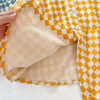 Load image into Gallery viewer, 2 Pieces Set Baby Kid Girls Checked Tops And Solid Color Jumpsuits Wholesale 22060880

