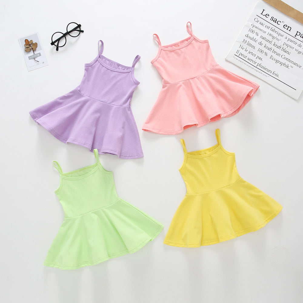 Baby Kid Girls Solid Color Dresses Wholesale 22061009