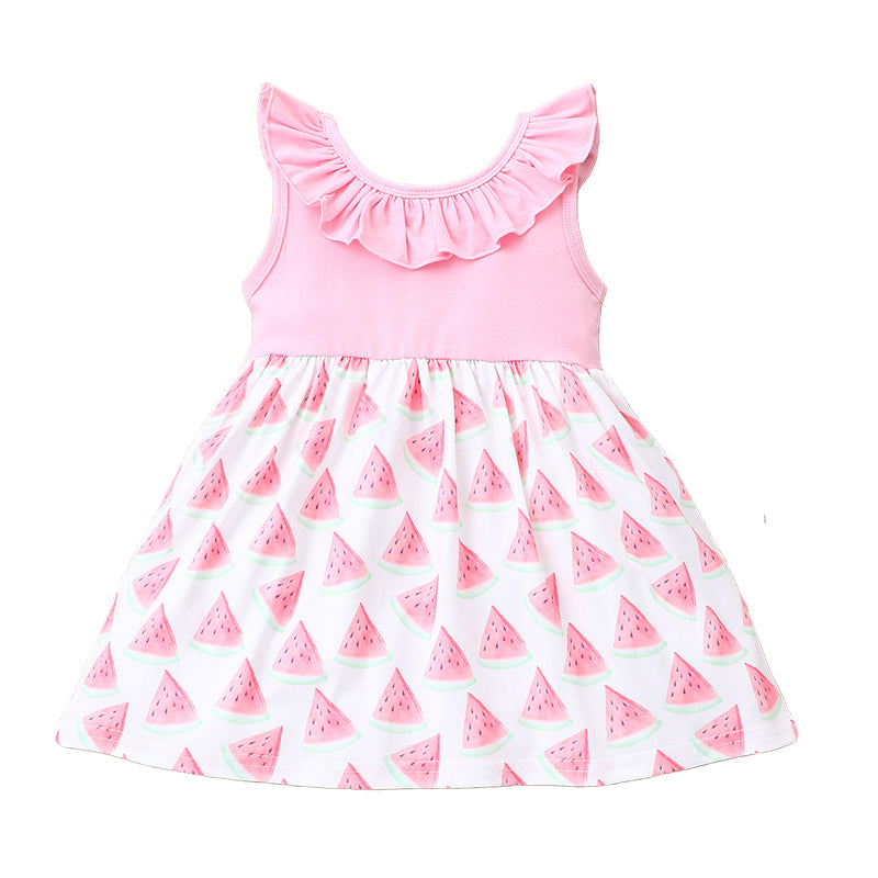 Baby Girls Fruit Print Dresses Wholesale 220610101