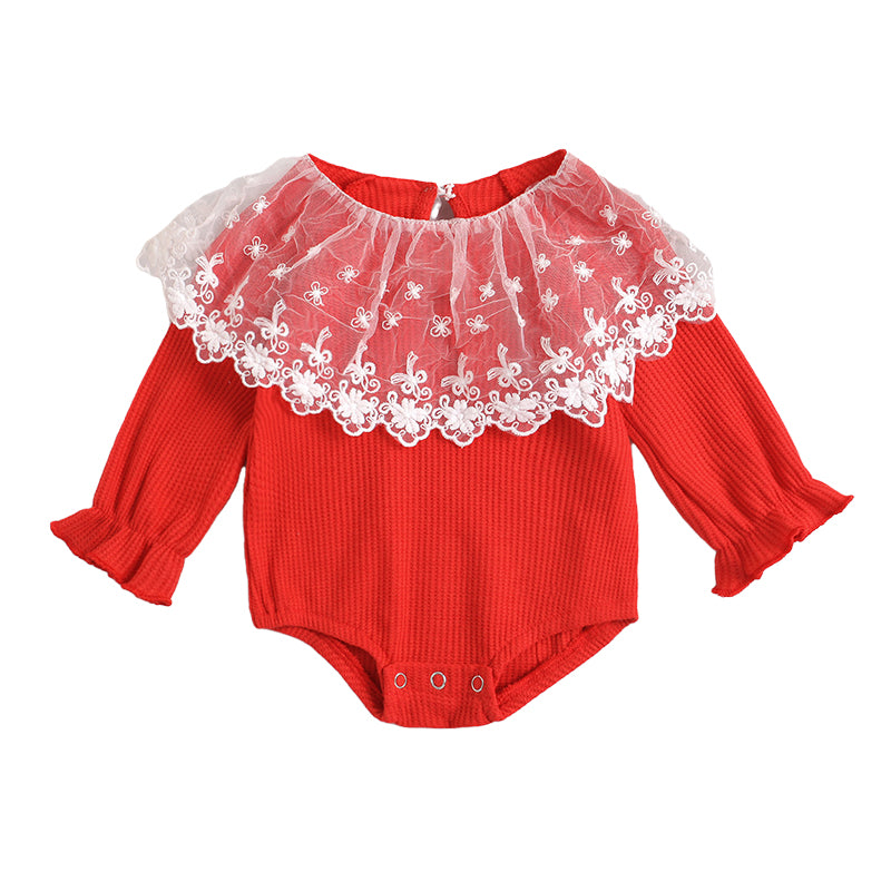 Baby Kid Girls Solid Color Lace Rompers Wholesale 220610112