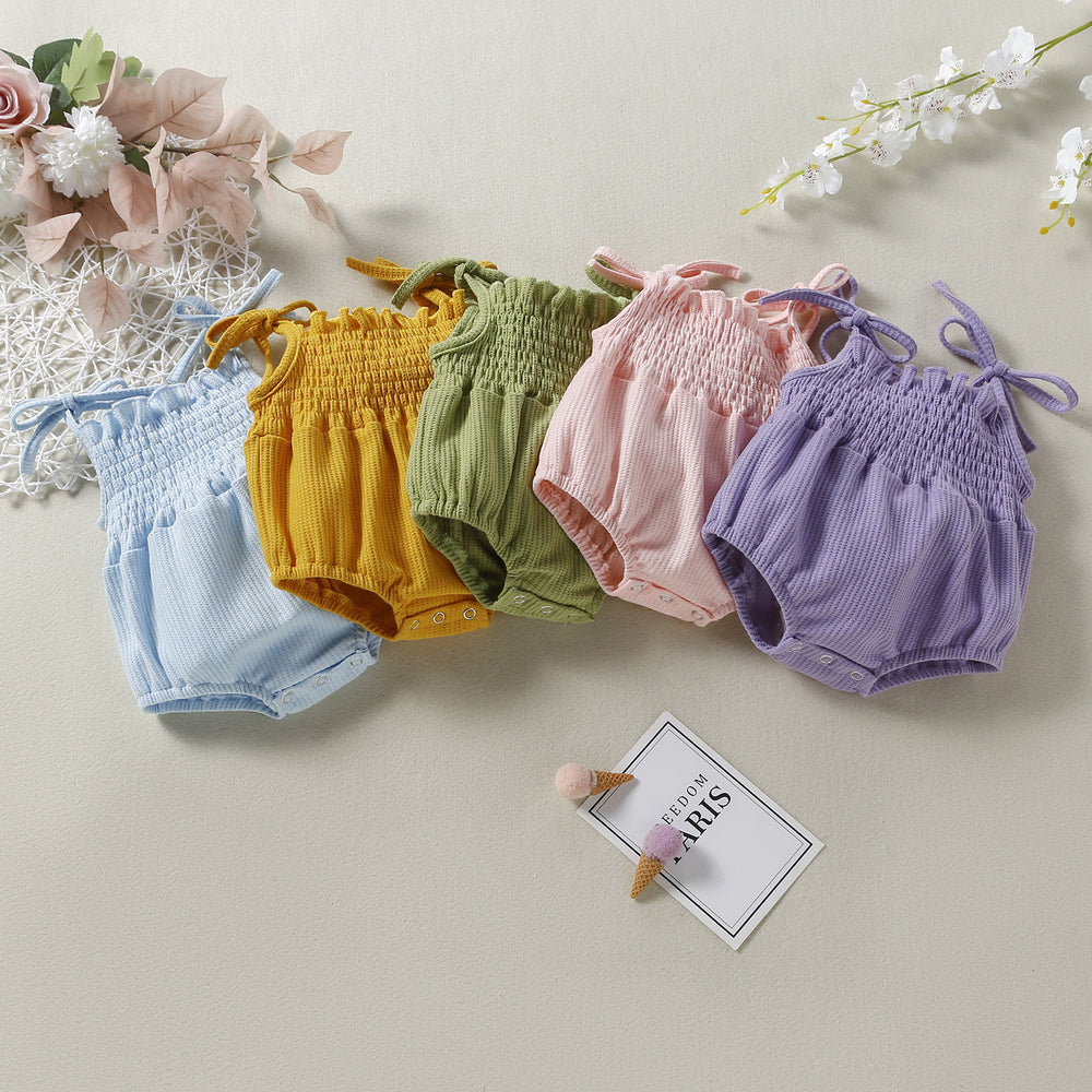 Baby Kid Girls Solid Color Rompers Wholesale 220610114