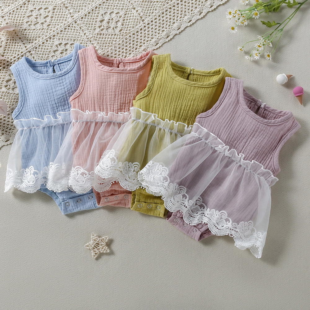 Baby Kid Girls Solid Color Rompers Wholesale 220610117