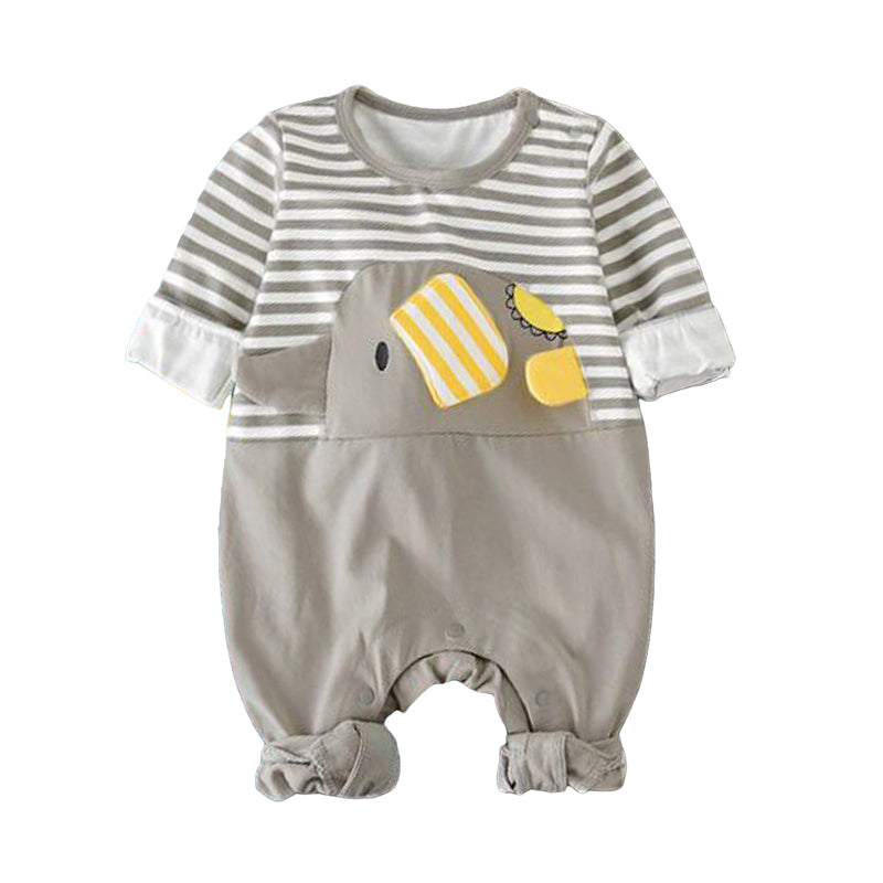 Baby Unisex Striped Animals Cartoon Jumpsuits Wholesale 22061012