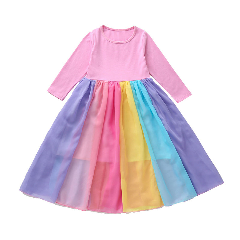 Baby Kid Girls Rainbow Dresses Wholesale 22061013