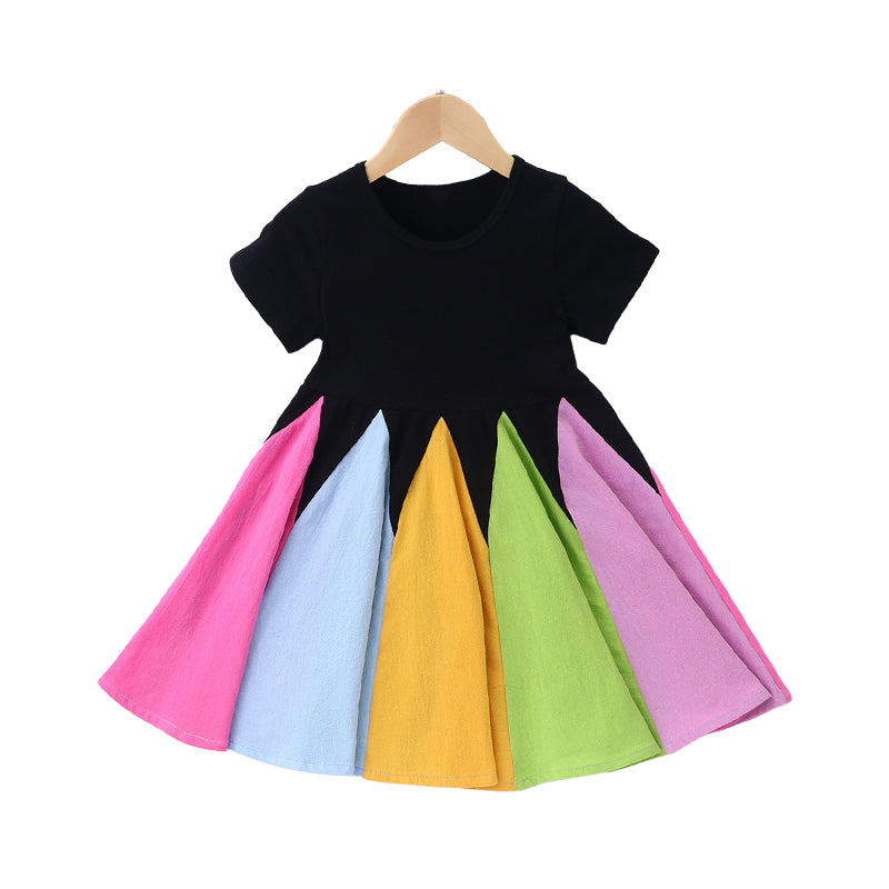 Baby Kid Girls Color-blocking Dresses Wholesale 220610138