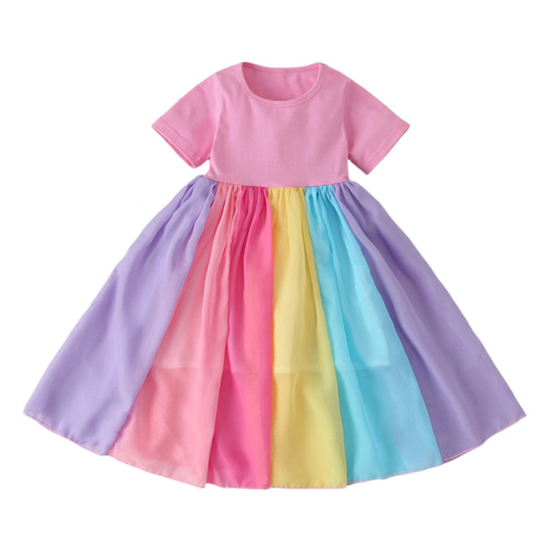 Baby Kid Girls Rainbow Dresses Wholesale 22061021