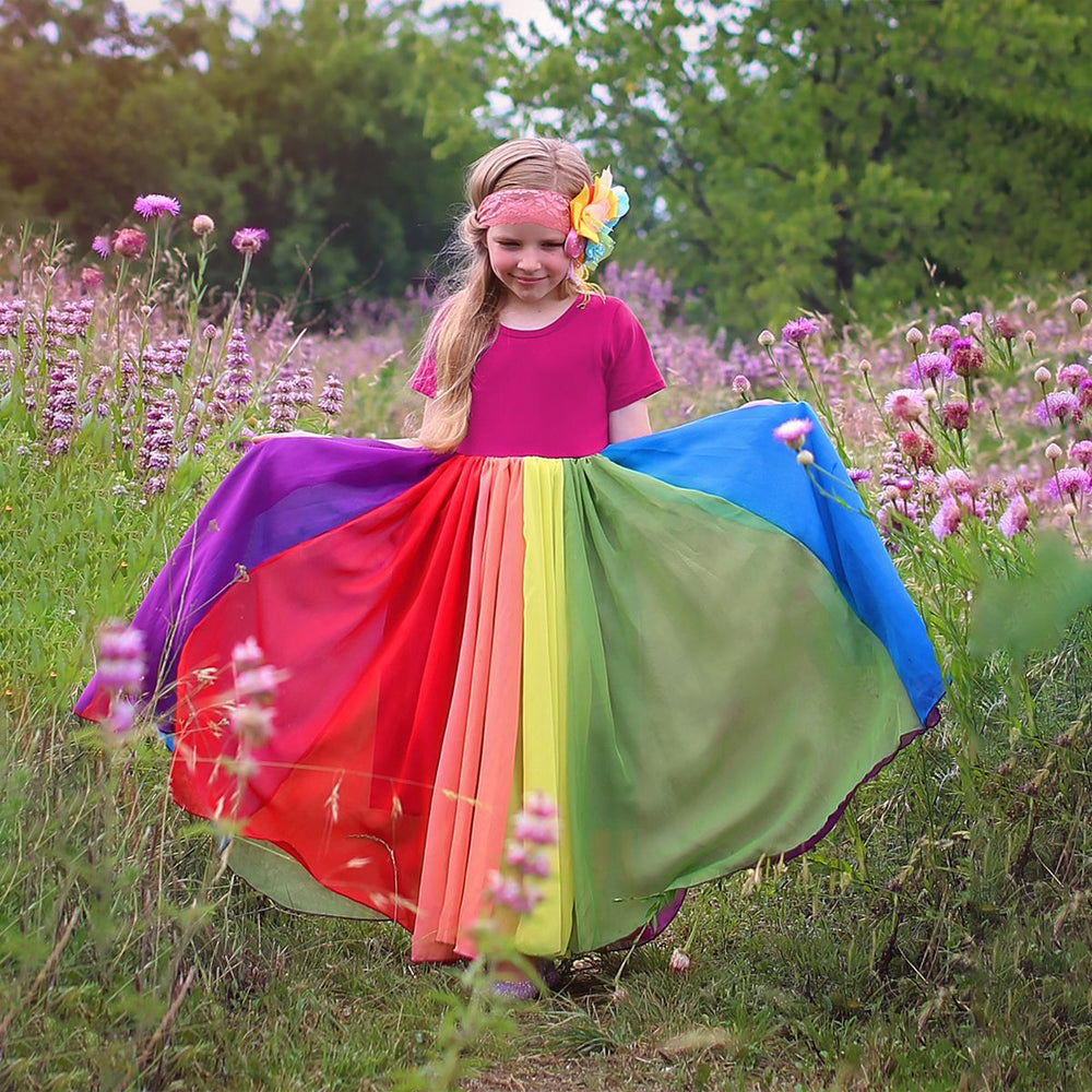 Baby Kid Girls Rainbow Dresses Wholesale 22061021