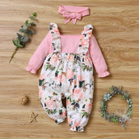 Load image into Gallery viewer, Baby Girls Flower Print Jumpsuits Wholesale 220610226
