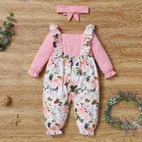 Load image into Gallery viewer, Baby Girls Flower Print Jumpsuits Wholesale 220610226

