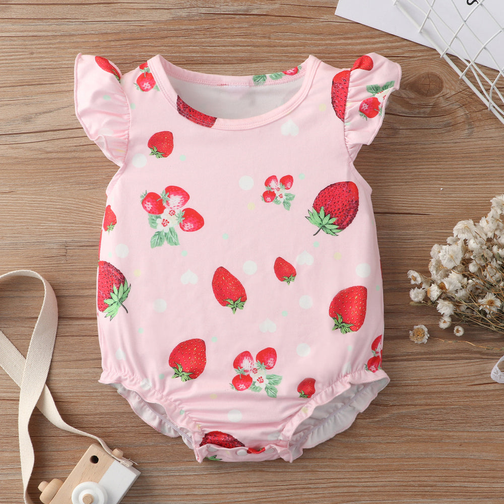 Baby Girls Fruit Print Rompers Wholesale 220610238