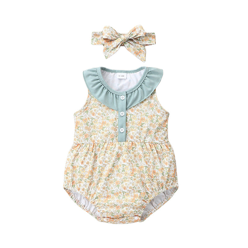 Baby Girls Flower Print Rompers Wholesale 220610240