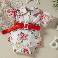 Load image into Gallery viewer, Baby Girls Flower Bow Print Rompers Accessories Headwear Wholesale 220610270
