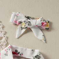 Load image into Gallery viewer, Baby Girls Flower Bow Print Rompers Accessories Headwear Wholesale 220610270
