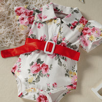 Load image into Gallery viewer, Baby Girls Flower Bow Print Rompers Accessories Headwear Wholesale 220610270
