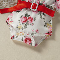 Load image into Gallery viewer, Baby Girls Flower Bow Print Rompers Accessories Headwear Wholesale 220610270
