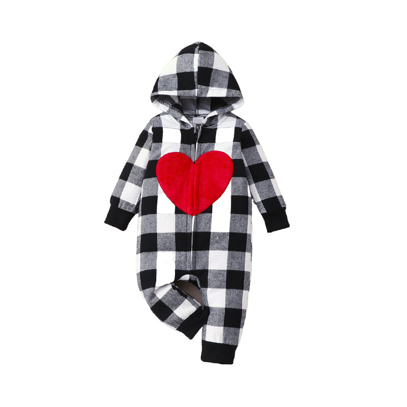 Baby Unisex Love heart Checked Print Jumpsuits Wholesale 220610276