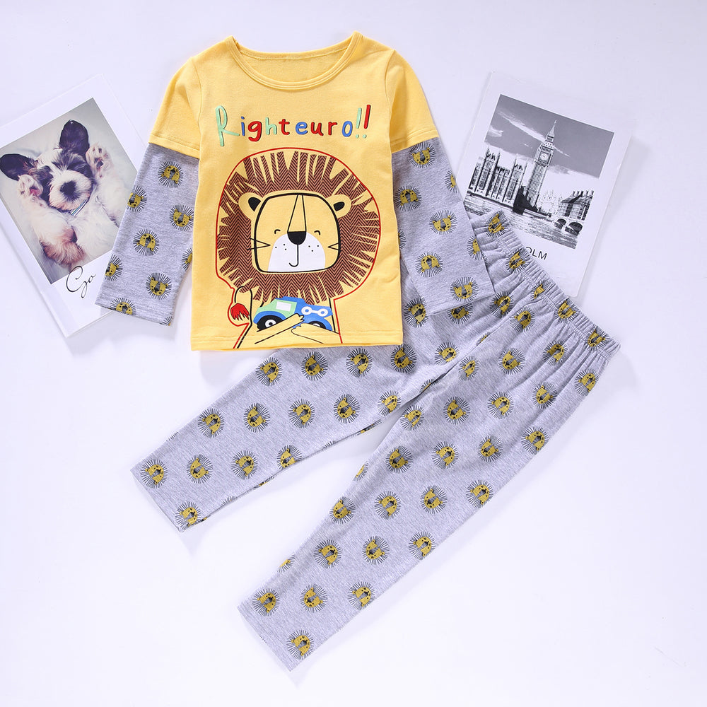 2 Pieces Set Baby Kid Unisex Letters Animals Cartoon Print Tops And Pants Wholesale 220610282