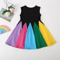 Load image into Gallery viewer, Baby Kid Girls Color-blocking Rainbow Dresses Wholesale 22061034
