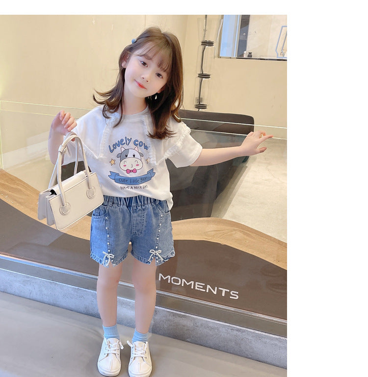 Baby Kid Girls Solid Color Shorts Jeans Wholesale 220610347