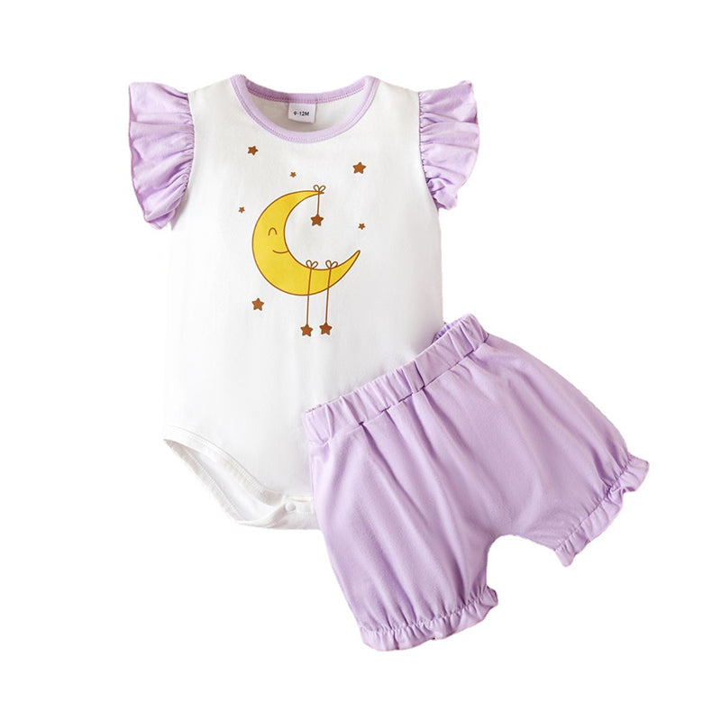 2 Pieces Set Baby Unisex Star Print Rompers And Shorts Wholesale 220610364