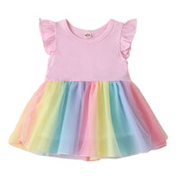 Load image into Gallery viewer, Baby Kid Girls Color-blocking Rainbow Dresses Wholesale 22061038
