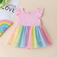 Load image into Gallery viewer, Baby Kid Girls Color-blocking Rainbow Dresses Wholesale 22061038
