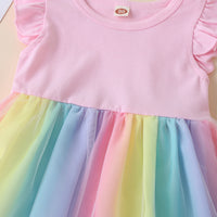 Load image into Gallery viewer, Baby Kid Girls Color-blocking Rainbow Dresses Wholesale 22061038
