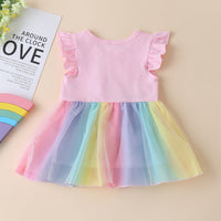 Load image into Gallery viewer, Baby Kid Girls Color-blocking Rainbow Dresses Wholesale 22061038
