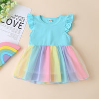 Load image into Gallery viewer, Baby Kid Girls Color-blocking Rainbow Dresses Wholesale 22061038
