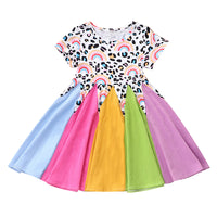 Load image into Gallery viewer, Baby Kid Girls Color-blocking Dinosaur Rainbow Love heart Print Dresses Wholesale 220610382
