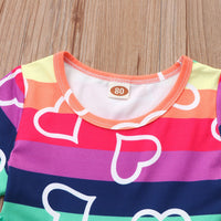 Load image into Gallery viewer, Baby Kid Girls Color-blocking Dinosaur Rainbow Love heart Print Dresses Wholesale 220610382
