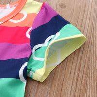 Load image into Gallery viewer, Baby Kid Girls Color-blocking Dinosaur Rainbow Love heart Print Dresses Wholesale 220610382
