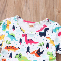 Load image into Gallery viewer, Baby Kid Girls Color-blocking Dinosaur Rainbow Love heart Print Dresses Wholesale 220610382
