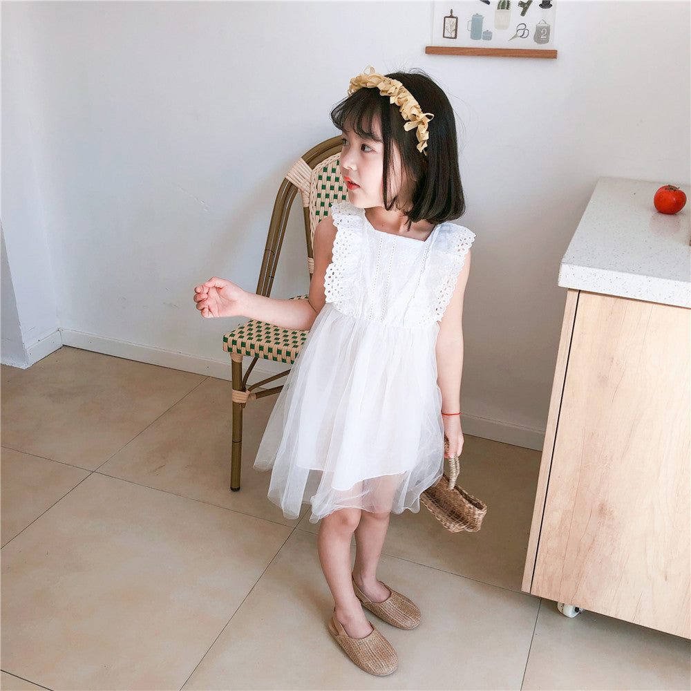 Baby Kid Girls Solid Color Lace Dresses Wholesale 220610388