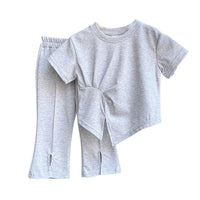 Load image into Gallery viewer, 2 Pieces Set Baby Kid Girls Solid Color Tops And Pants Wholesale 220610453

