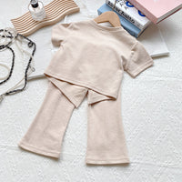 Load image into Gallery viewer, 2 Pieces Set Baby Kid Girls Solid Color Tops And Pants Wholesale 220610453
