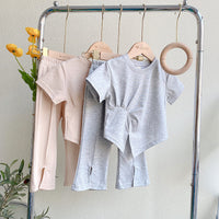 Load image into Gallery viewer, 2 Pieces Set Baby Kid Girls Solid Color Tops And Pants Wholesale 220610453
