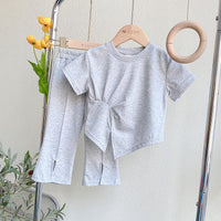 Load image into Gallery viewer, 2 Pieces Set Baby Kid Girls Solid Color Tops And Pants Wholesale 220610453
