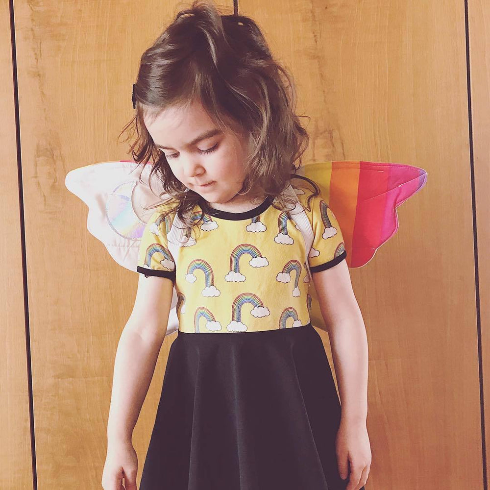 Baby Kid Girls Color-blocking Rainbow Print Dresses Wholesale 220610469