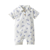 Load image into Gallery viewer, Baby Unisex Plant Muslin&amp;Ribbed Print Rompers Wholesale 220610470
